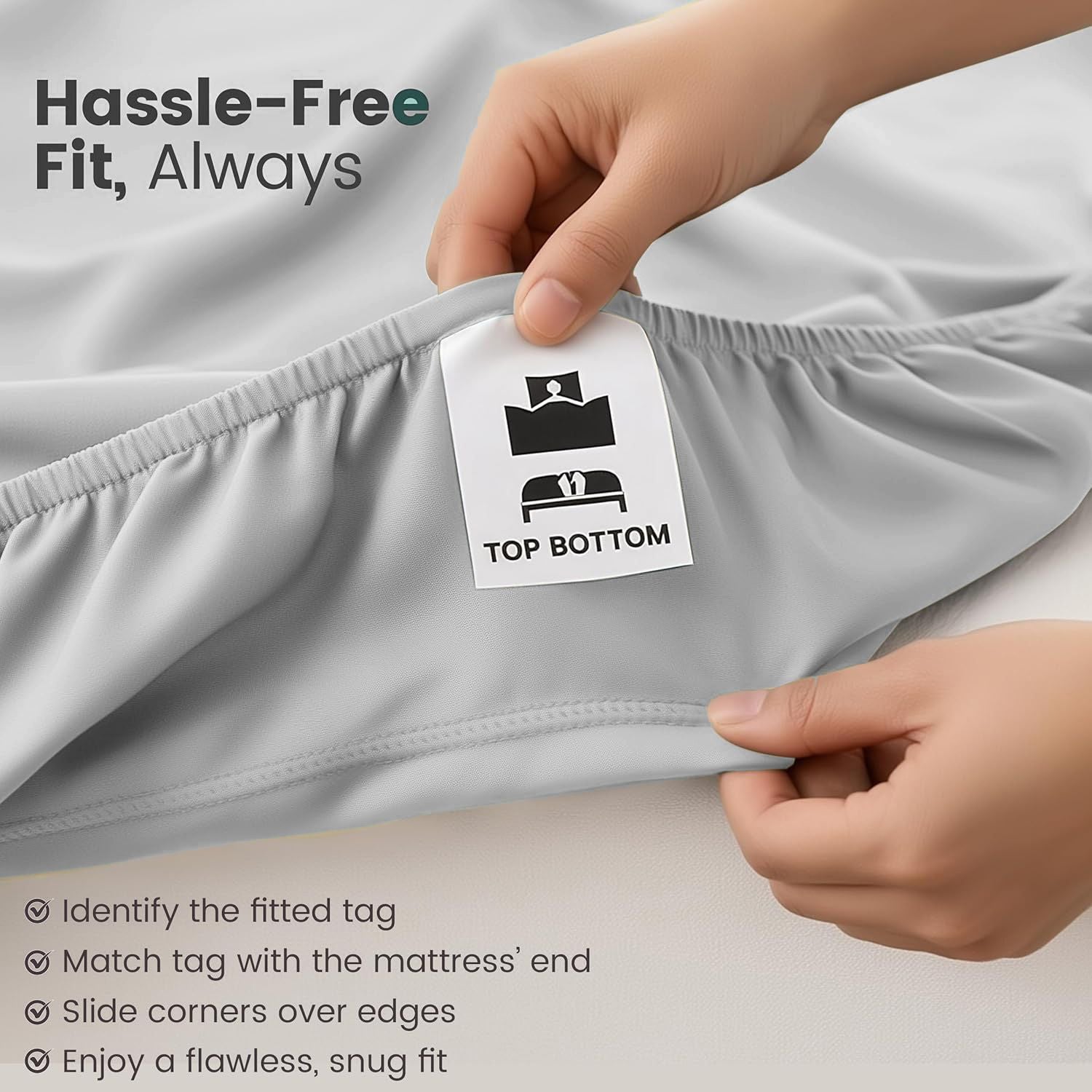 Hotel Quality Fitted Sheet - 1 Piece Fitted Sheet  -Breathable Bedding - Wrinkle, Fade, Stain Resistant- 16inch/40cm Deep Pocket Fitted Bed Sheet-Wrinkle and Fade Resistant,(Silver-gray,Queen)