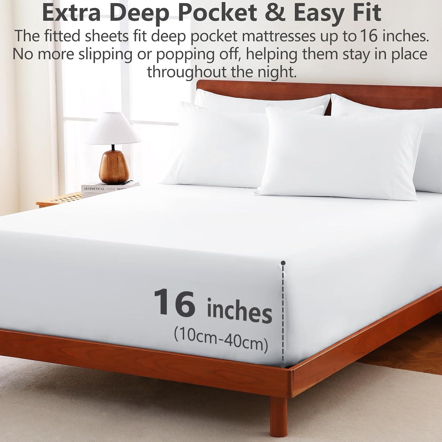 Hotel Soft Bed Sheet Set- Bedding Sheets & Pillowcases -Breathable Bedding - Wrinkle, Fade, Stain Resistant-Deep Pocket Flat Fitted Bed Sheet Set(Raw white,Single)
