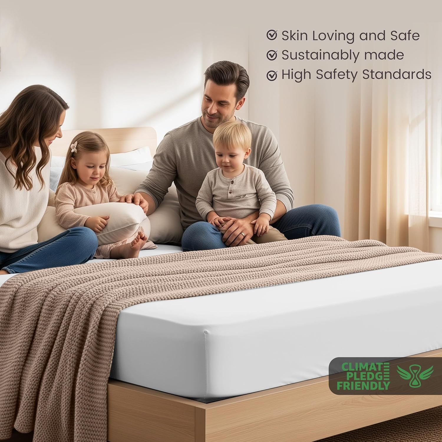 Hotel Quality Fitted Sheet - 1 Piece Fitted Sheet  -Breathable Bedding - Wrinkle, Fade, Stain Resistant- 16inch/40cm Deep Pocket Fitted Bed Sheet-Wrinkle and Fade Resistant,(White,Single)