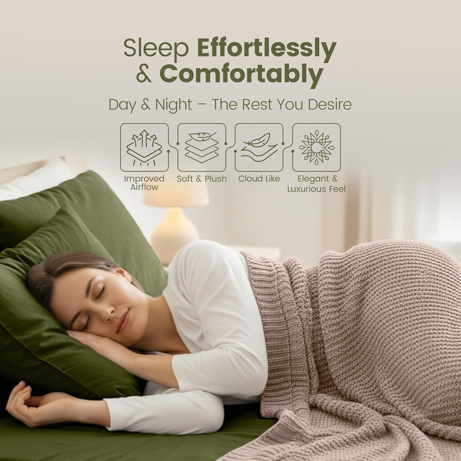 Hotel Quality Fitted Sheet - 1 Piece Fitted Sheet  -Breathable Bedding - Wrinkle, Fade, Stain Resistant- 16inch/40cm Deep Pocket Fitted Bed Sheet-Wrinkle and Fade Resistant,(Olive green,Single)