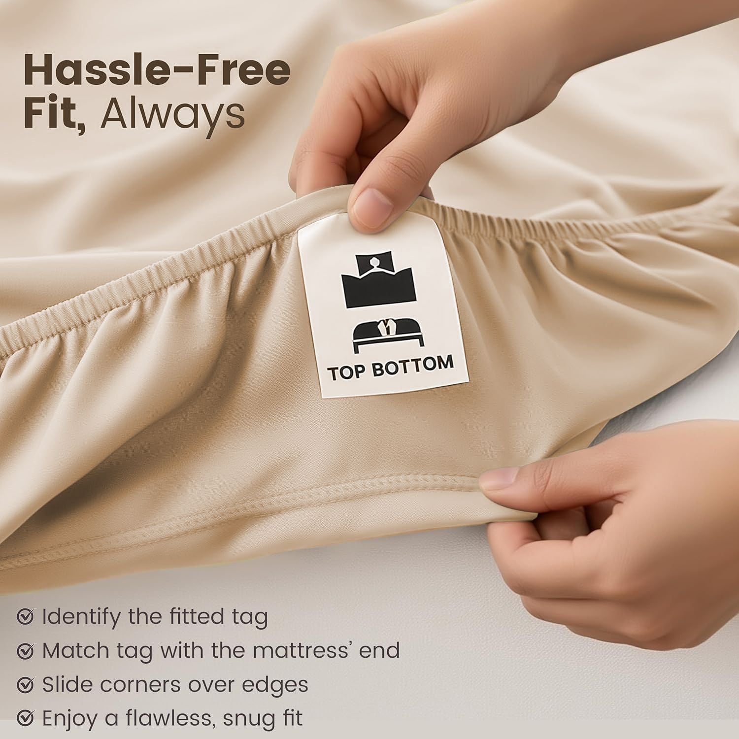 Hotel Quality Fitted Sheet - 1 Piece Fitted Sheet  -Breathable Bedding - Wrinkle, Fade, Stain Resistant- 16inch/40cm Deep Pocket Fitted Bed Sheet-Wrinkle and Fade Resistant,(Cream White,Single)
