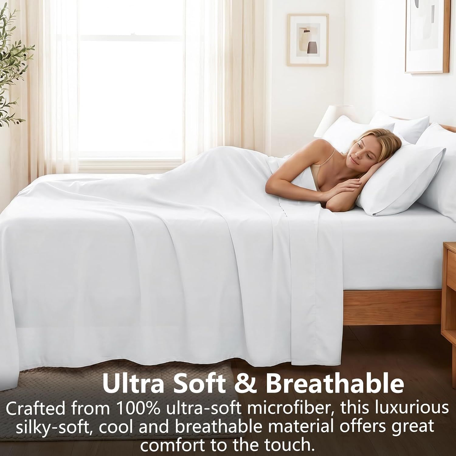 Hotel Soft Bed Sheet Set- Bedding Sheets & Pillowcases -Breathable Bedding - Wrinkle, Fade, Stain Resistant-Deep Pocket Flat Fitted Bed Sheet Set(Raw white,Super King)
