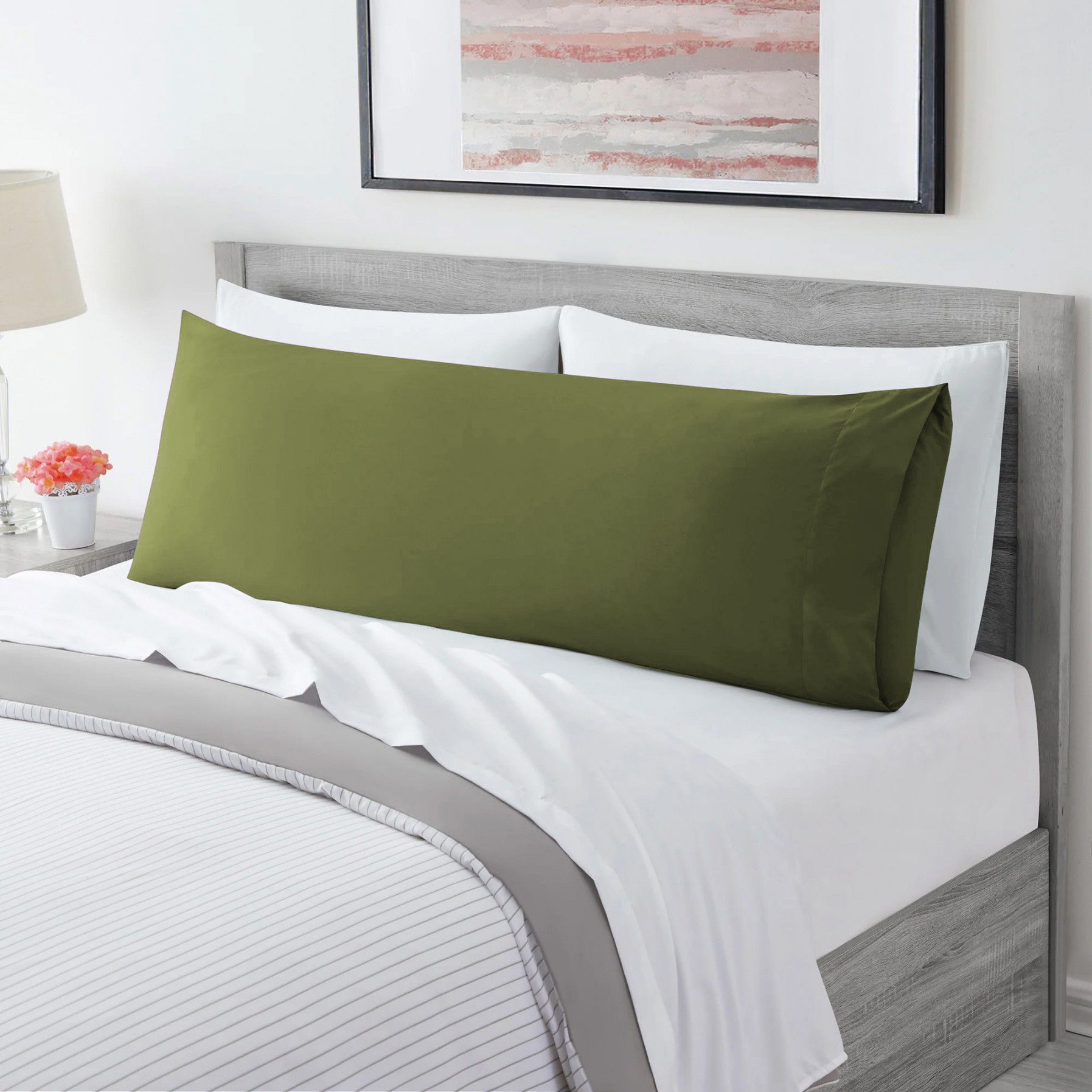 Ultra Soft Microfiber Body Pillow Cover/Pillowcases with Envelope-style pocket (50cm x 150cm Body Pillow Cover,Olive green)