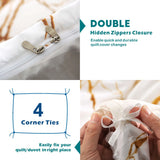 3 Piece Hotel Soft Microfiber Quilt Cover Set-2000TC Duvet/Donna Cover Set & Pillowcases -1 Quilt Cover Zipper Closure & 1 x Pillowcases-Breathable Bedding - Wrinkle, Fade, Stain Resistant(Marble Gleam,Double)