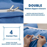3 Piece Hotel Soft Microfiber Quilt Cover Set-2000TC Duvet/Donna Cover Set & Pillowcases -1 Quilt Cover Zipper Closure & 1 x Pillowcases-Breathable Bedding - Wrinkle, Fade, Stain Resistant(Ocean,Double)