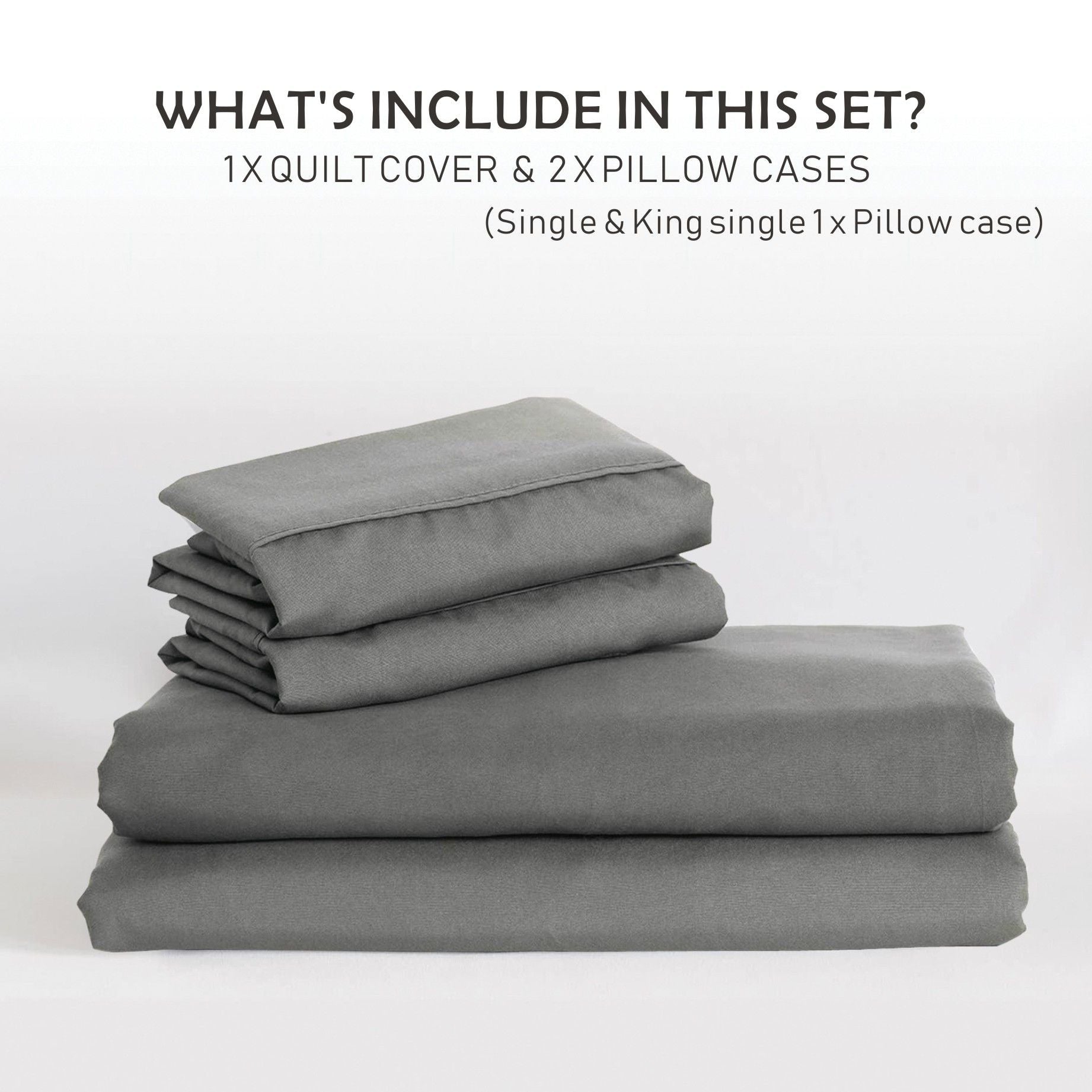 3 Piece Hotel Soft Microfiber Quilt Cover Set-2000TC Duvet/Donna Cover Set & Pillowcases -1 Quilt Cover Zipper Closure & 1 x Pillowcases-Breathable Bedding - Wrinkle, Fade, Stain Resistant(Grey,Double)