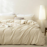 3 Piece Hotel Soft Microfiber Quilt Cover Set-2000TC Duvet/Donna Cover Set & Pillowcases -1 Quilt Cover Zipper Closure & 1 x Pillowcases-Breathable Bedding - Wrinkle, Fade, Stain Resistant(Cream White,Double)