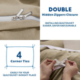 3 Piece Hotel Soft Microfiber Quilt Cover Set-2000TC Duvet/Donna Cover Set & Pillowcases -1 Quilt Cover Zipper Closure & 1 x Pillowcases-Breathable Bedding - Wrinkle, Fade, Stain Resistant(Camel Beige,Double)