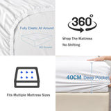 3 Piece Fitted Sheet Set- Fitted Sheet & Pillowcases -Breathable Bedding - Wrinkle, Fade, Stain Resistant- 40cm Deep Pocket Fitted Bed Sheet Set(Raw white,Double)