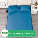 3 Piece Fitted Sheet Set- Fitted Sheet & Pillowcases -Breathable Bedding - Wrinkle, Fade, Stain Resistant- 40cm Deep Pocket Fitted Bed Sheet Set(Ocean,Double)