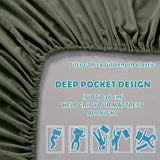3 Piece Fitted Sheet Set- Fitted Sheet & Pillowcases -Breathable Bedding - Wrinkle, Fade, Stain Resistant- 40cm Deep Pocket Fitted Bed Sheet Set(Olive green,Double)