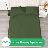 3 Piece Fitted Sheet Set- Fitted Sheet & Pillowcases -Breathable Bedding - Wrinkle, Fade, Stain Resistant- 40cm Deep Pocket Fitted Bed Sheet Set(Olive green,Double)