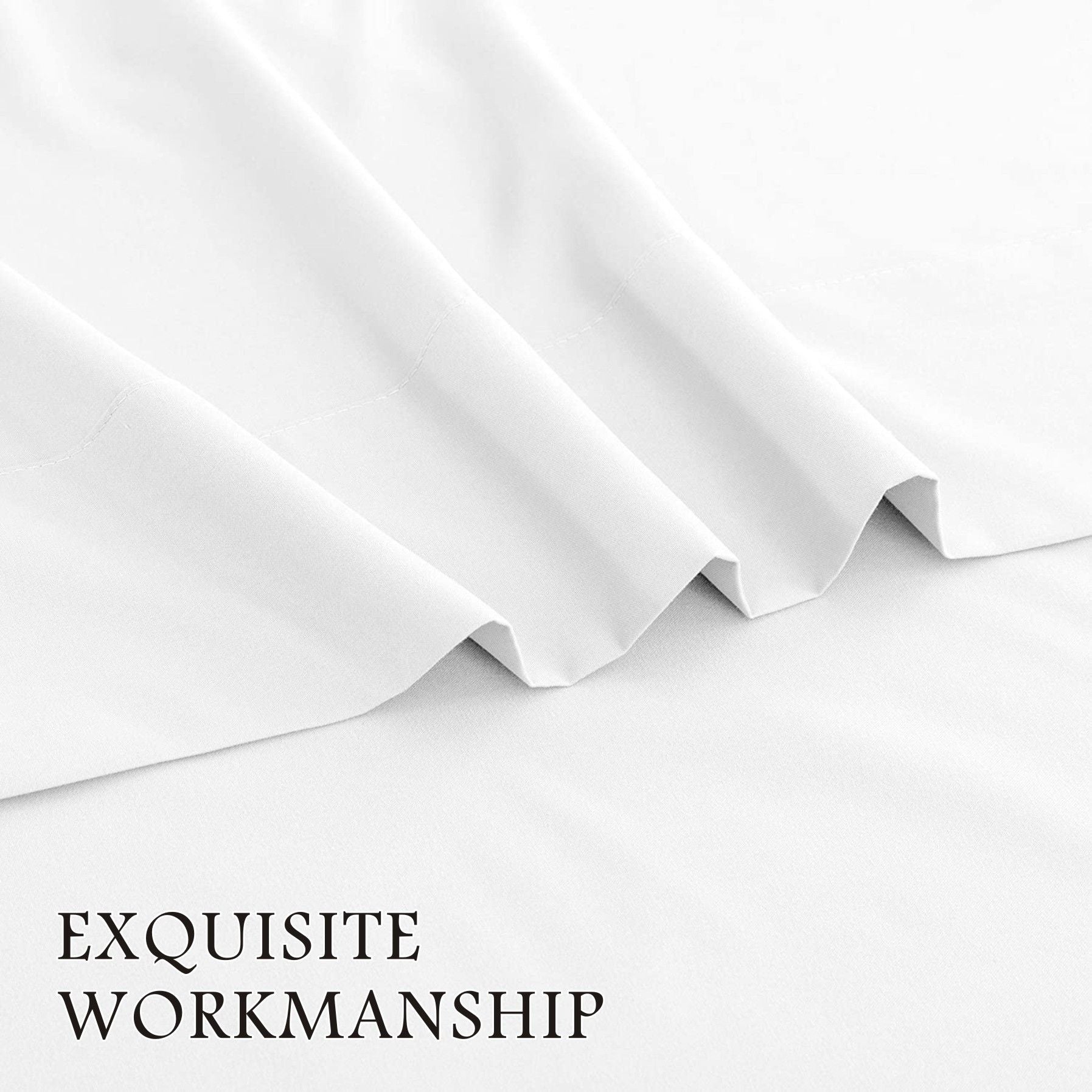 4 Piece Bed Sheet Set- Bedding Sheets & Pillowcases -Breathable Bedding - Wrinkle, Fade, Stain Resistant-Deep Pocket Flat Fitted Bed Sheet Set(White,Double)