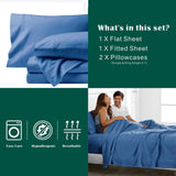 4 Piece Bed Sheet Set- Bedding Sheets & Pillowcases -Breathable Bedding - Wrinkle, Fade, Stain Resistant-Deep Pocket Flat Fitted Bed Sheet Set(Ocean,Double)
