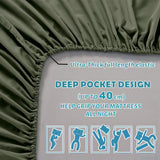 4 Piece Bed Sheet Set- Bedding Sheets & Pillowcases -Breathable Bedding - Wrinkle, Fade, Stain Resistant-Deep Pocket Flat Fitted Bed Sheet Set(Olive green,Double)