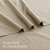 4 Piece Bed Sheet Set- Bedding Sheets & Pillowcases -Breathable Bedding - Wrinkle, Fade, Stain Resistant-Deep Pocket Flat Fitted Bed Sheet Set(Camel Beige,Double)