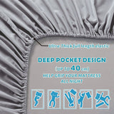 4 Piece Bed Sheet Set- Bedding Sheets & Pillowcases -Breathable Bedding - Wrinkle, Fade, Stain Resistant-Deep Pocket Flat Fitted Bed Sheet Set(Silver-gray,Double)