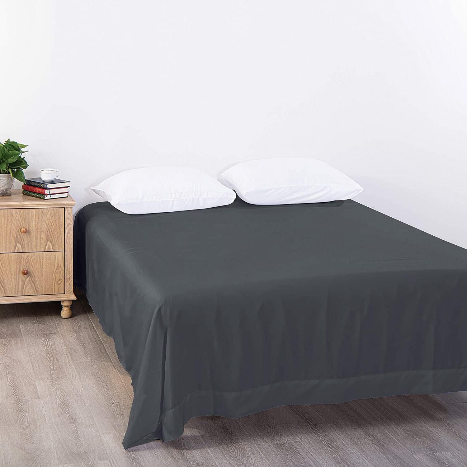Elegant Comfort Premium Hotel Quality 1-Piece Double Flat Sheet, Luxury and Softest 2000 Thread Count Bedding Flat Sheet(Double,Dark gray)