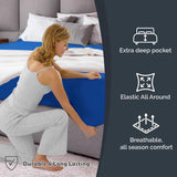 Hotel Quality Fitted Sheet - 1 Piece Fitted Sheet  -Breathable Bedding - Wrinkle, Fade, Stain Resistant- 16inch/40cm Deep Pocket Fitted Bed Sheet-Wrinkle and Fade Resistant,(Royal blue,Double)