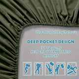Hotel Quality Fitted Sheet - 1 Piece Fitted Sheet  -Breathable Bedding - Wrinkle, Fade, Stain Resistant- 16inch/40cm Deep Pocket Fitted Bed Sheet-Wrinkle and Fade Resistant,(Olive green,Double)