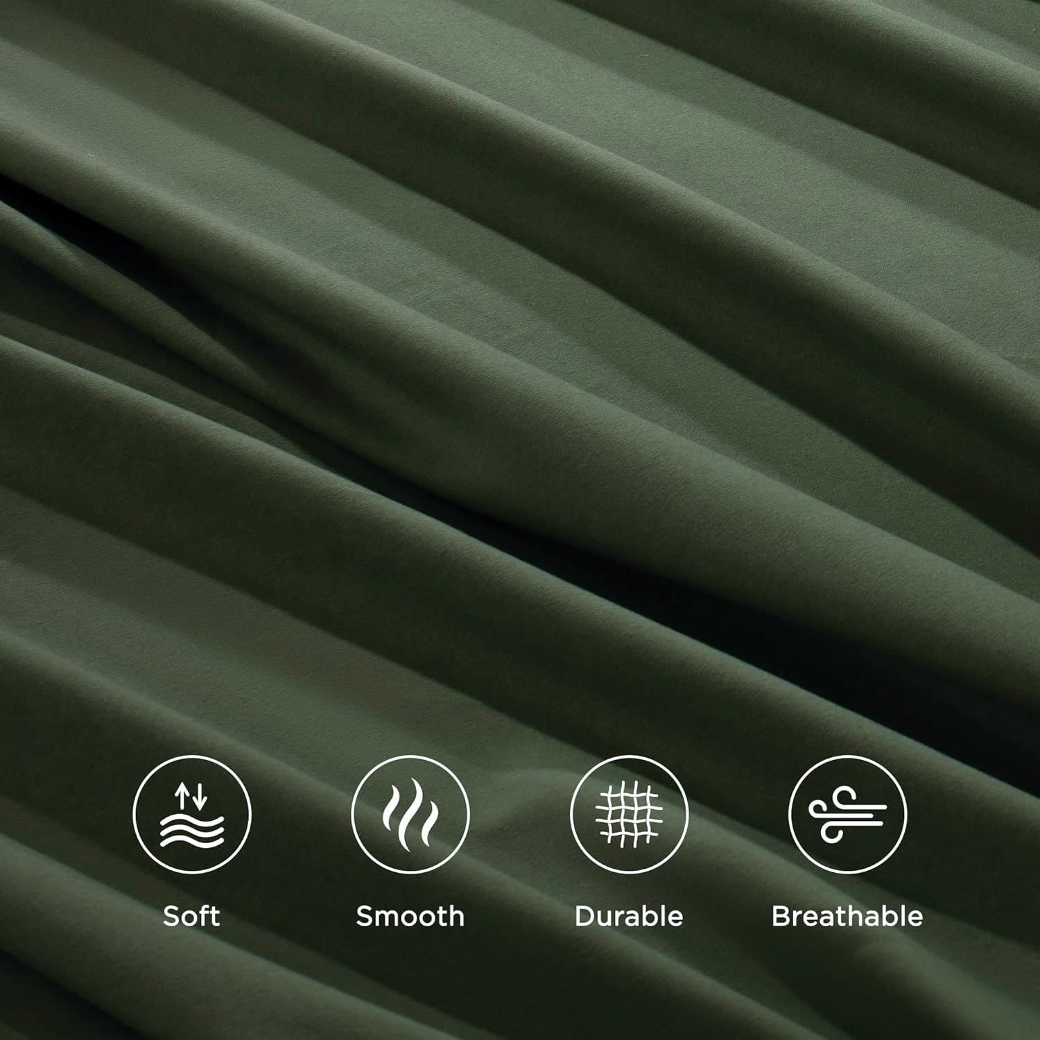 Hotel Quality Fitted Sheet - 1 Piece Fitted Sheet  -Breathable Bedding - Wrinkle, Fade, Stain Resistant- 16inch/40cm Deep Pocket Fitted Bed Sheet-Wrinkle and Fade Resistant,(Olive green,Double)