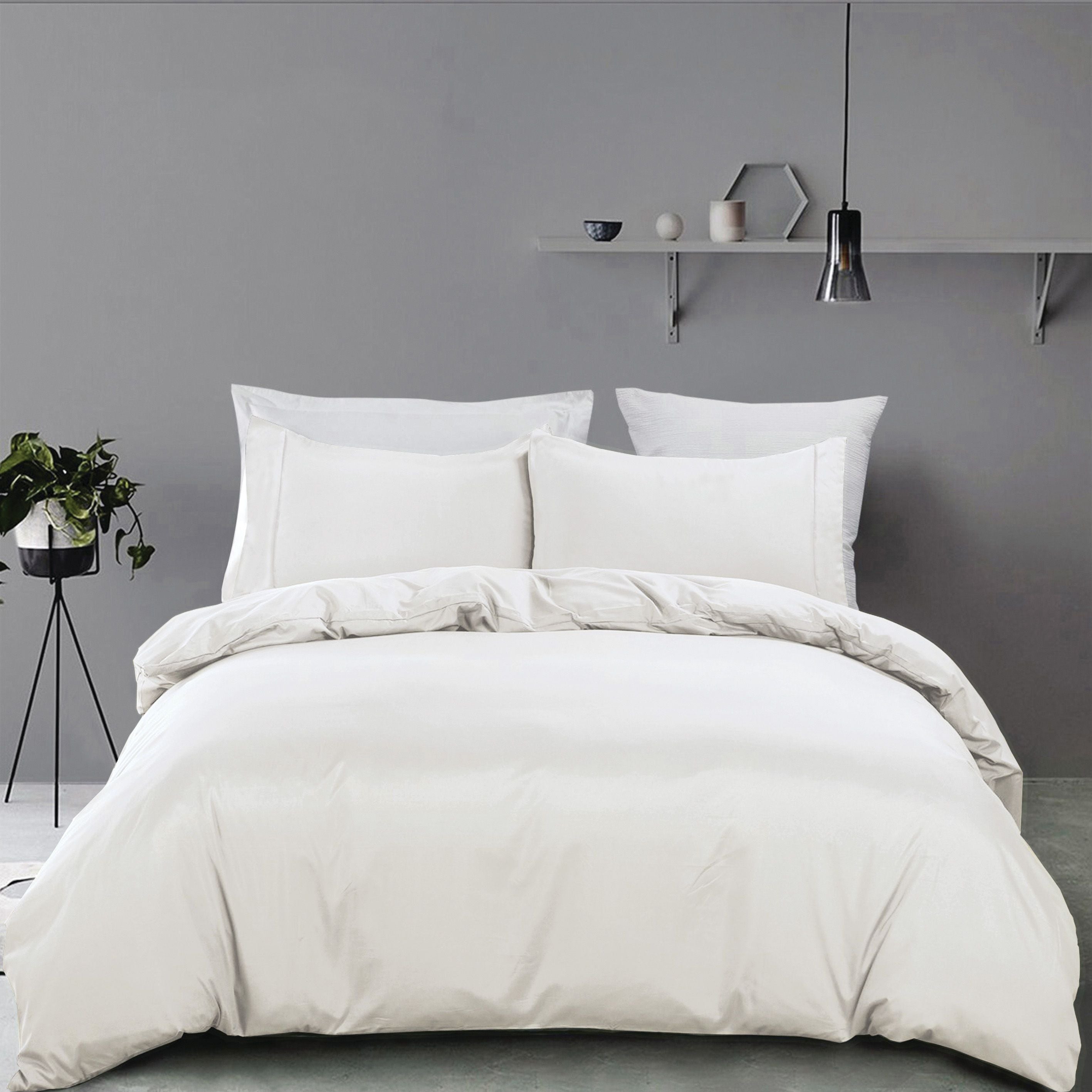 3 Piece Hotel Soft Microfiber Quilt Cover Set-2000TC Duvet/Donna Cover Set & Pillowcases -1 Quilt Cover Zipper Closure & 1 x Pillowcases-Breathable Bedding - Wrinkle, Fade, Stain Resistant(Raw white,King)