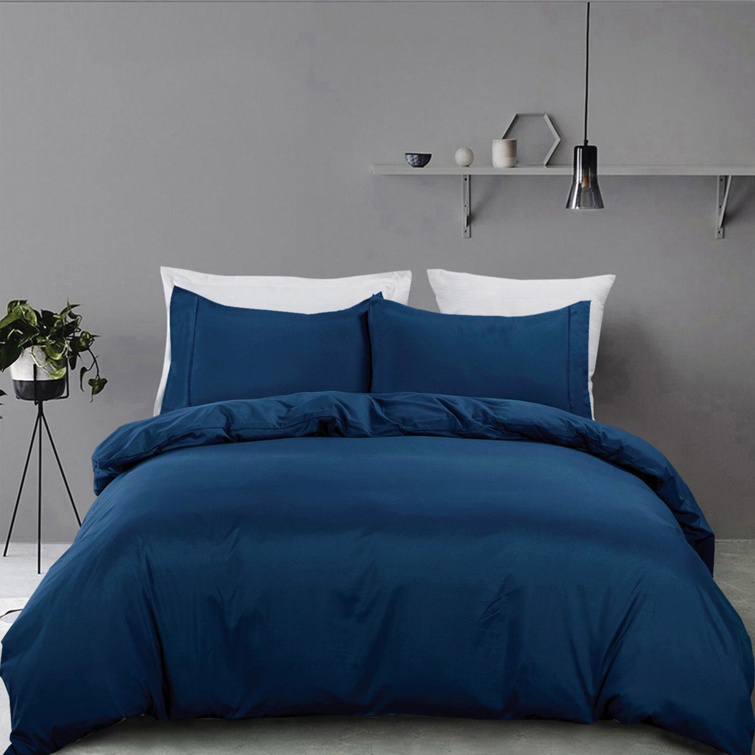 3 Piece Hotel Soft Microfiber Quilt Cover Set-2000TC Duvet/Donna Cover Set & Pillowcases -1 Quilt Cover Zipper Closure & 1 x Pillowcases-Breathable Bedding - Wrinkle, Fade, Stain Resistant(Navy,King)