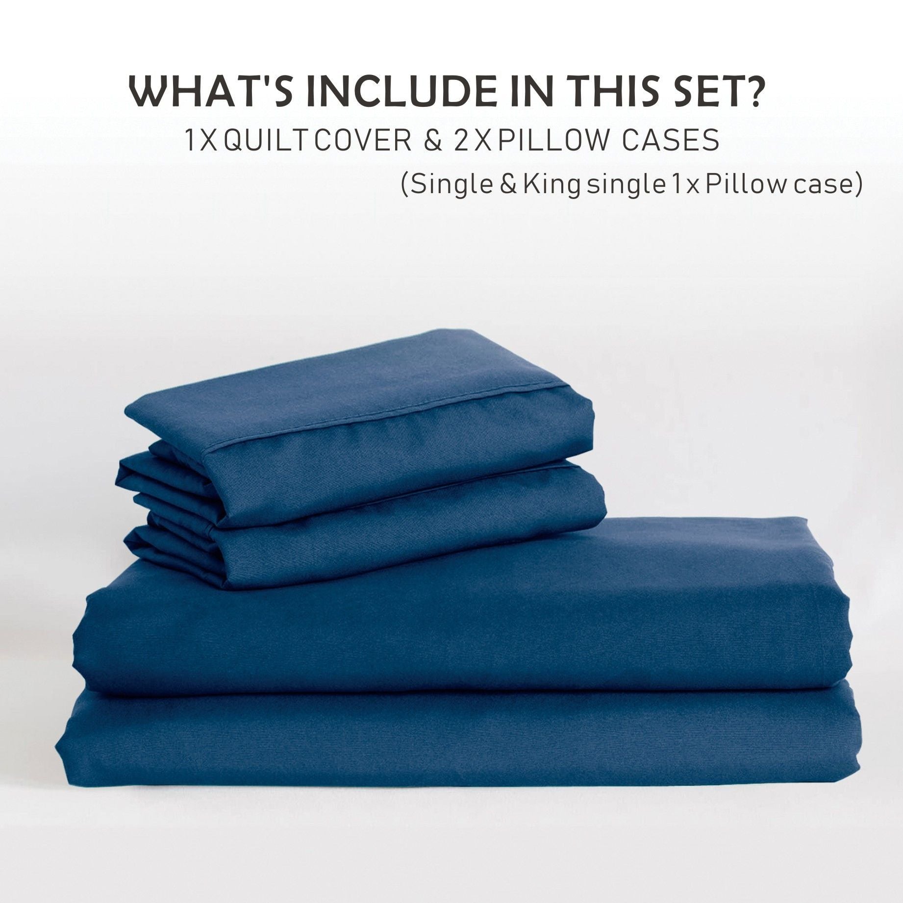 3 Piece Hotel Soft Microfiber Quilt Cover Set-2000TC Duvet/Donna Cover Set & Pillowcases -1 Quilt Cover Zipper Closure & 1 x Pillowcases-Breathable Bedding - Wrinkle, Fade, Stain Resistant(Navy,King)