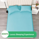 3 Piece Fitted Sheet Set- Fitted Sheet & Pillowcases -Breathable Bedding - Wrinkle, Fade, Stain Resistant- 40cm Deep Pocket Fitted Bed Sheet Set(Ice blue,King)