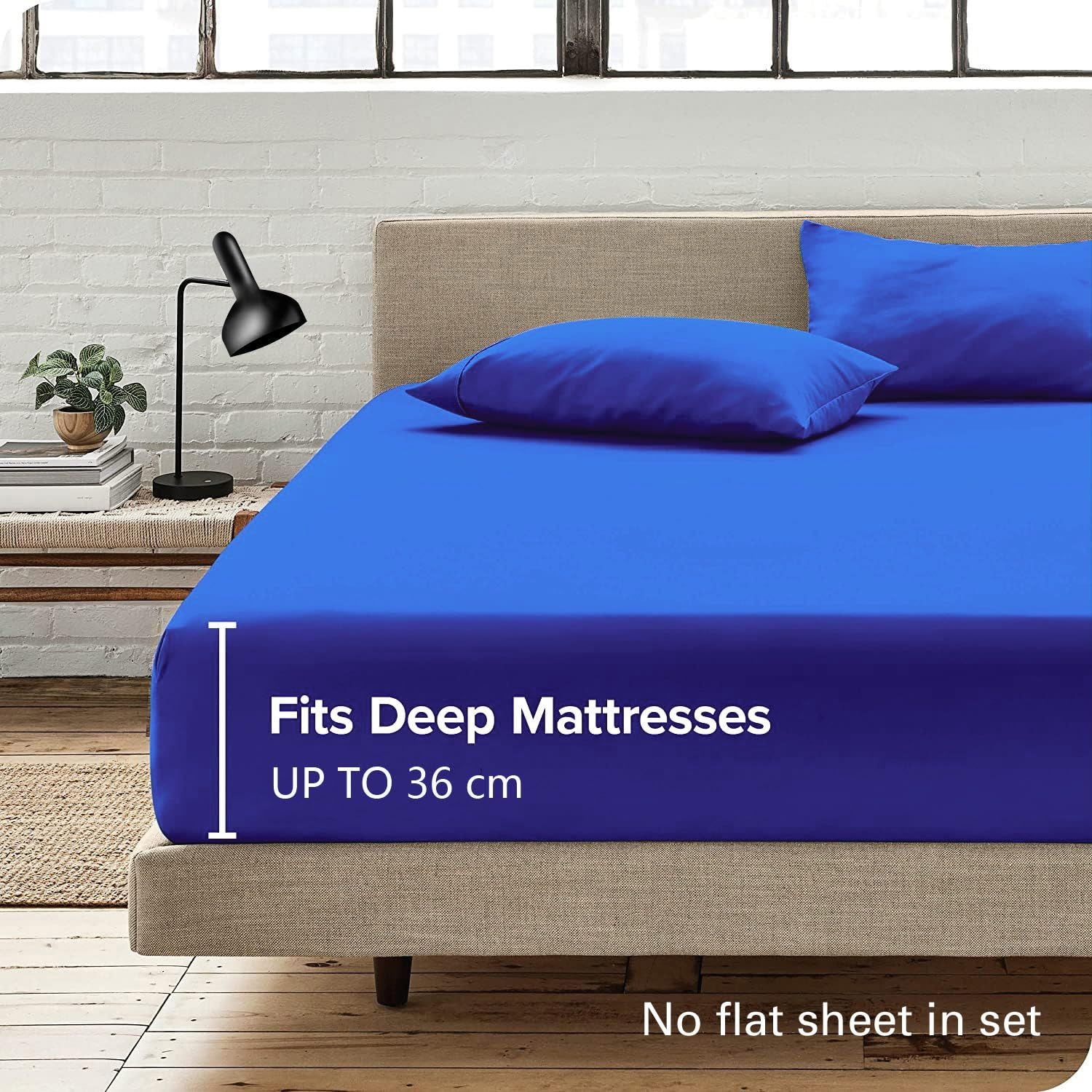 3 Piece Fitted Sheet Set- Fitted Sheet & Pillowcases -Breathable Bedding - Wrinkle, Fade, Stain Resistant- 40cm Deep Pocket Fitted Bed Sheet Set(Royal blue,King)