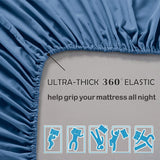 3 Piece Fitted Sheet Set- Fitted Sheet & Pillowcases -Breathable Bedding - Wrinkle, Fade, Stain Resistant- 40cm Deep Pocket Fitted Bed Sheet Set(Navy,King)