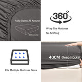 3 Piece Fitted Sheet Set- Fitted Sheet & Pillowcases -Breathable Bedding - Wrinkle, Fade, Stain Resistant- 40cm Deep Pocket Fitted Bed Sheet Set(Dark gray,King)