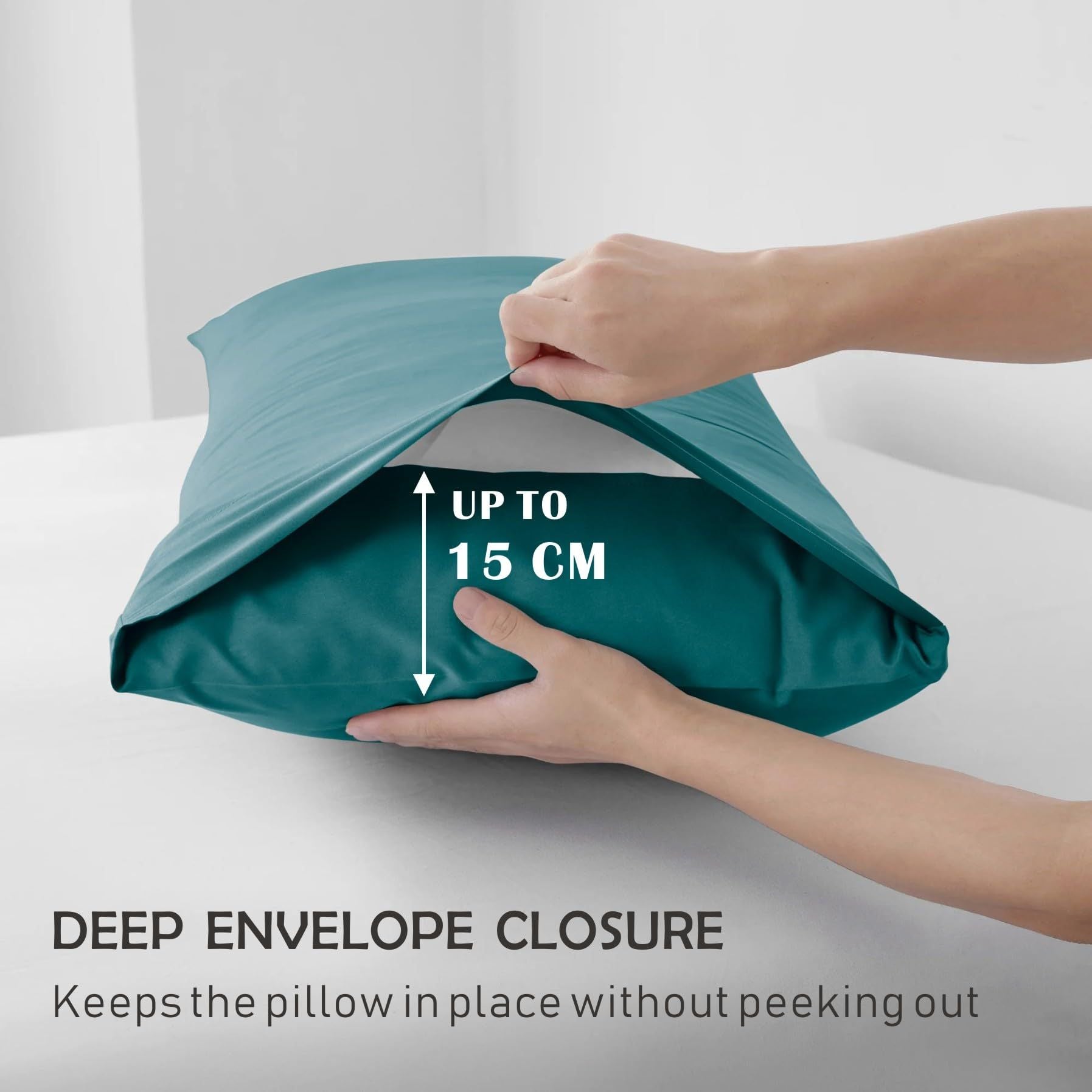 3 Piece Fitted Sheet Set- Fitted Sheet & Pillowcases -Breathable Bedding - Wrinkle, Fade, Stain Resistant- 40cm Deep Pocket Fitted Bed Sheet Set(Biscay blue,King)
