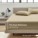 3 Piece Fitted Sheet Set- Fitted Sheet & Pillowcases -Breathable Bedding - Wrinkle, Fade, Stain Resistant- 40cm Deep Pocket Fitted Bed Sheet Set(Camel Beige,King)