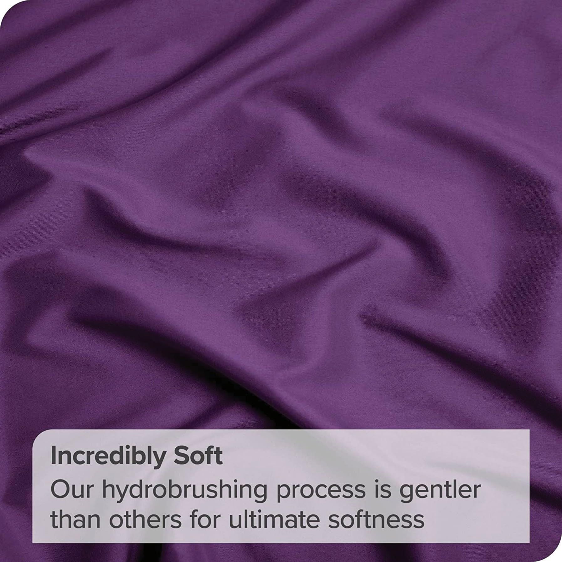 3 Piece Fitted Sheet Set- Fitted Sheet & Pillowcases -Breathable Bedding - Wrinkle, Fade, Stain Resistant- 40cm Deep Pocket Fitted Bed Sheet Set(Purple,King)