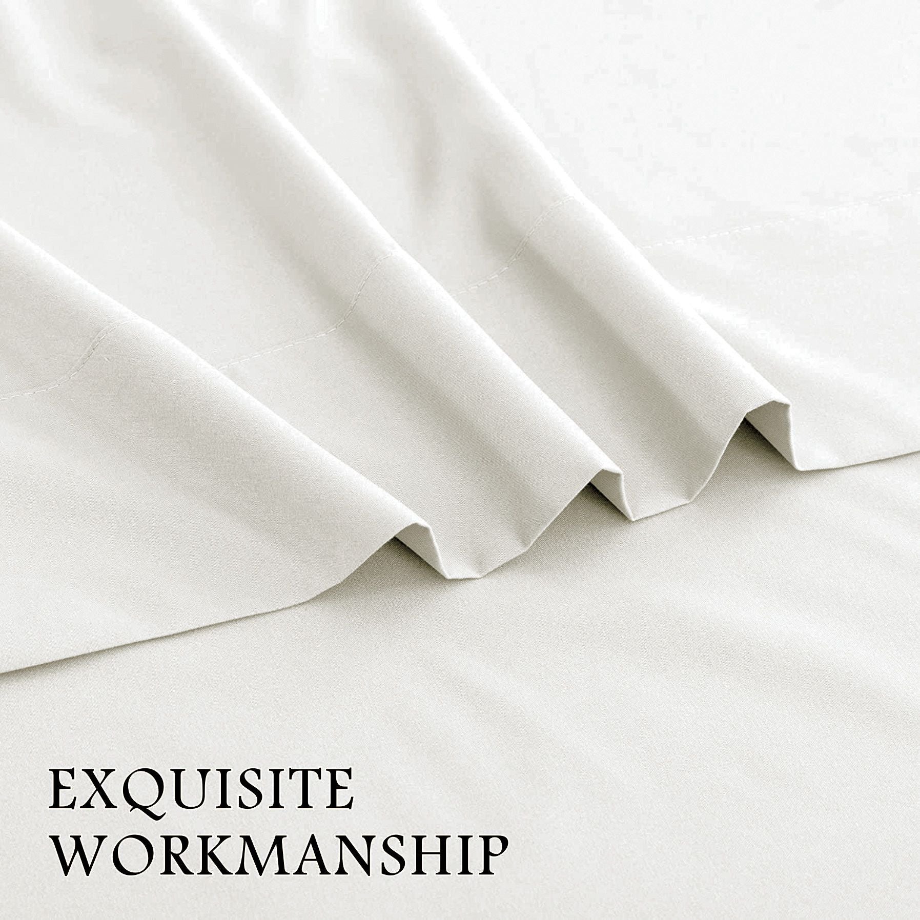 4 Piece Bed Sheet Set- Bedding Sheets & Pillowcases -Breathable Bedding - Wrinkle, Fade, Stain Resistant-Deep Pocket Flat Fitted Bed Sheet Set(Raw white,King)