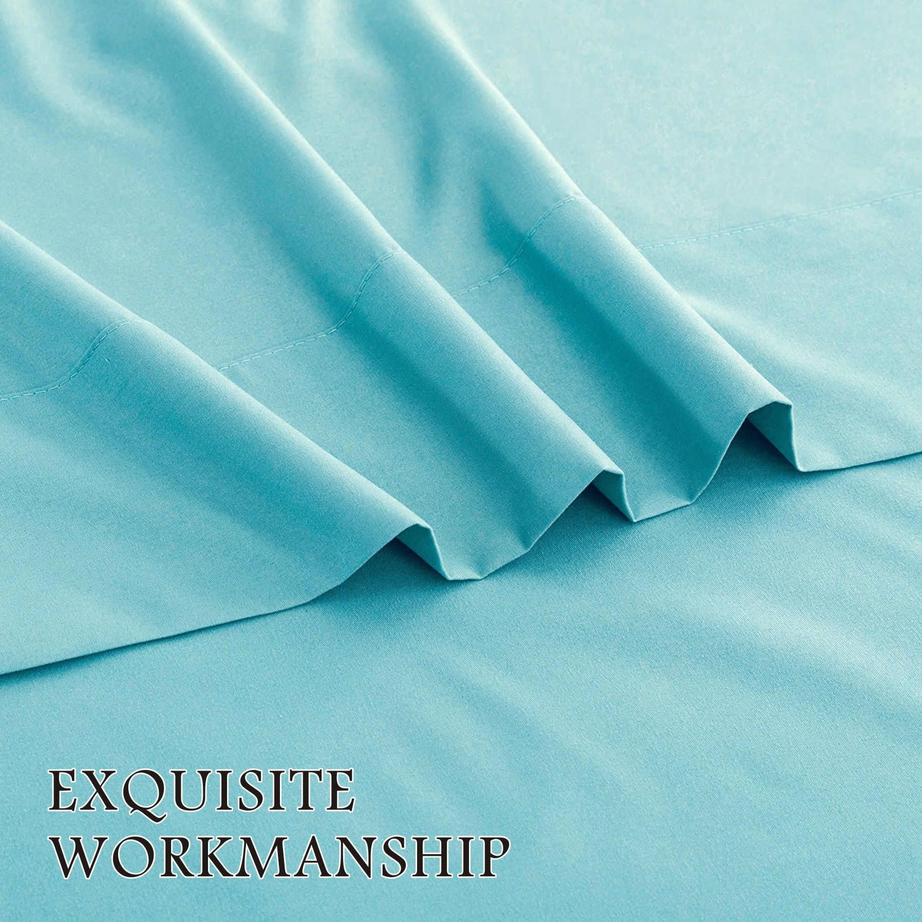 4 Piece Bed Sheet Set- Bedding Sheets & Pillowcases -Breathable Bedding - Wrinkle, Fade, Stain Resistant-Deep Pocket Flat Fitted Bed Sheet Set(Ice Blue,King)