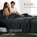 4 Piece Bed Sheet Set- Bedding Sheets & Pillowcases -Breathable Bedding - Wrinkle, Fade, Stain Resistant-Deep Pocket Flat Fitted Bed Sheet Set(Black,King)