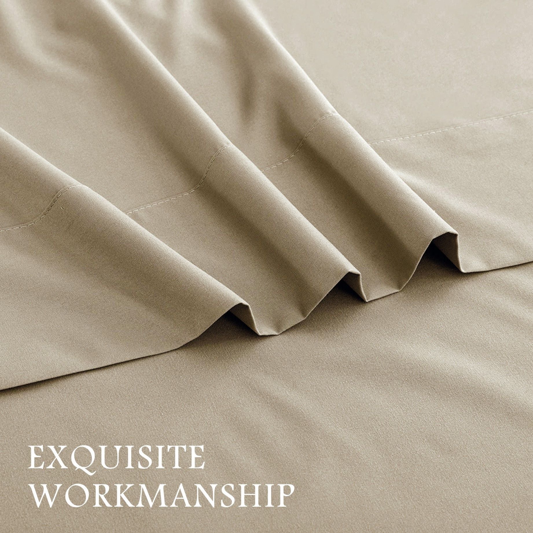 4 Piece Bed Sheet Set- Bedding Sheets & Pillowcases -Breathable Bedding - Wrinkle, Fade, Stain Resistant-Deep Pocket Flat Fitted Bed Sheet Set(Camel Beige,King)