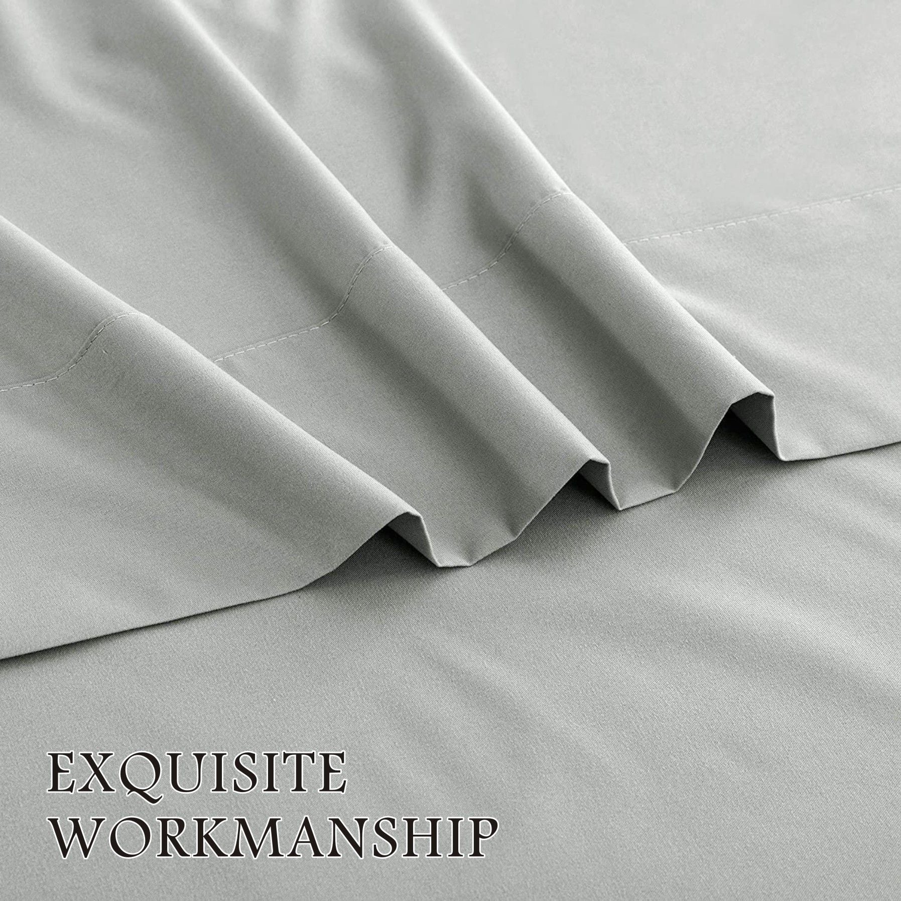 4 Piece Bed Sheet Set- Bedding Sheets & Pillowcases -Breathable Bedding - Wrinkle, Fade, Stain Resistant-Deep Pocket Flat Fitted Bed Sheet Set(Silver-gray,King)