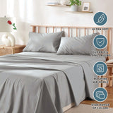4 Piece Bed Sheet Set- Bedding Sheets & Pillowcases -Breathable Bedding - Wrinkle, Fade, Stain Resistant-Deep Pocket Flat Fitted Bed Sheet Set(Silver-gray,King)
