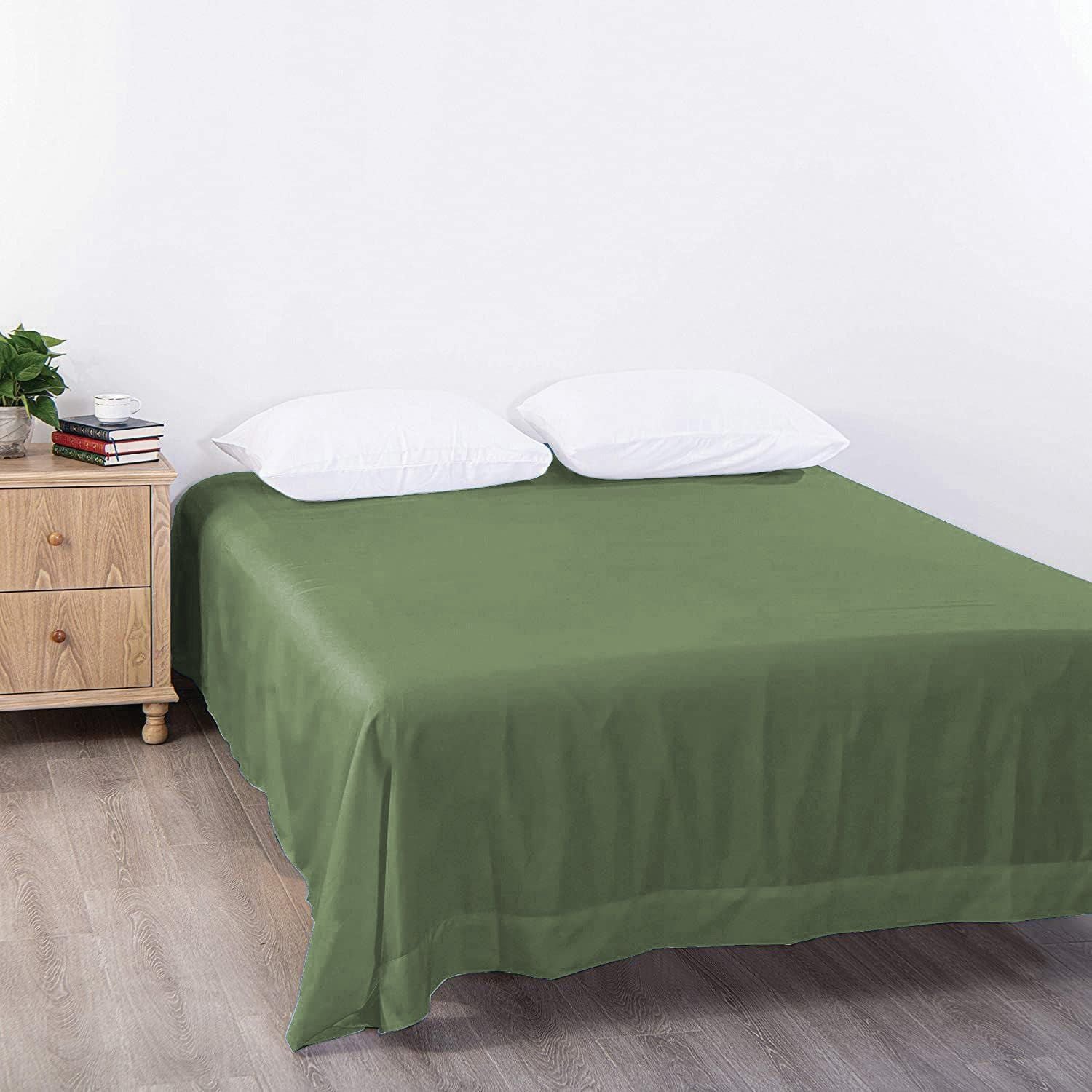 Elegant Comfort Premium Hotel Quality 1-Piece King Flat Sheet, Luxury and Softest 2000 Thread Count Bedding Flat Sheet(King,Olive green)