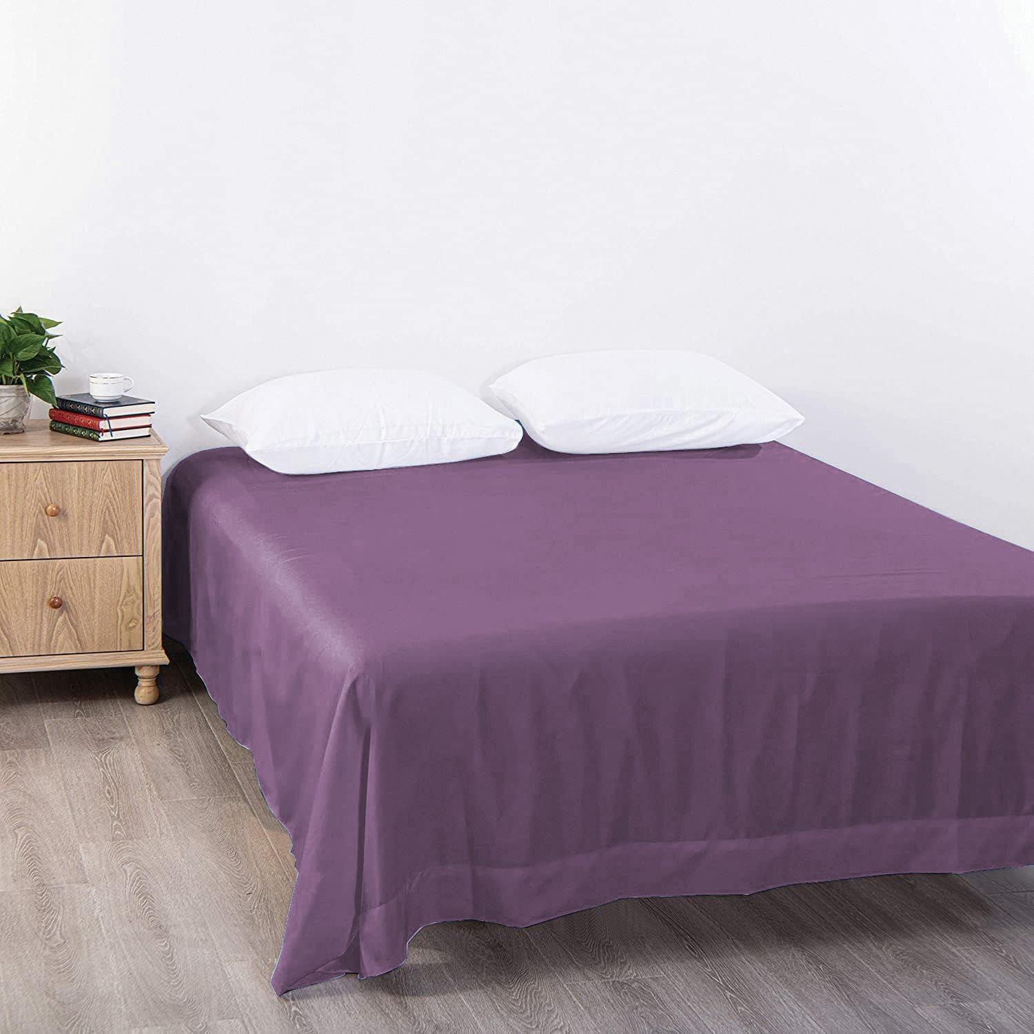 Elegant Comfort Premium Hotel Quality 1-Piece King Flat Sheet, Luxury and Softest 2000 Thread Count Bedding Flat Sheet(King,Purple)