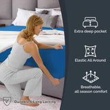Hotel Quality Fitted Sheet - 1 Piece Fitted Sheet  -Breathable Bedding - Wrinkle, Fade, Stain Resistant- 16inch/40cm Deep Pocket Fitted Bed Sheet-Wrinkle and Fade Resistant,(Ocean,King)