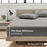 Hotel Quality Fitted Sheet - 1 Piece Fitted Sheet  -Breathable Bedding - Wrinkle, Fade, Stain Resistant- 16inch/40cm Deep Pocket Fitted Bed Sheet-Wrinkle and Fade Resistant,(Grey,King)