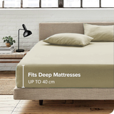 Hotel Quality Fitted Sheet - 1 Piece Fitted Sheet  -Breathable Bedding - Wrinkle, Fade, Stain Resistant- 16inch/40cm Deep Pocket Fitted Bed Sheet-Wrinkle and Fade Resistant,(Cream White,King)