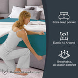 Hotel Quality Fitted Sheet - 1 Piece Fitted Sheet  -Breathable Bedding - Wrinkle, Fade, Stain Resistant- 16inch/40cm Deep Pocket Fitted Bed Sheet-Wrinkle and Fade Resistant,(Biscay blue,King)