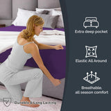 Hotel Quality Fitted Sheet - 1 Piece Fitted Sheet  -Breathable Bedding - Wrinkle, Fade, Stain Resistant- 16inch/40cm Deep Pocket Fitted Bed Sheet-Wrinkle and Fade Resistant,(Purple,King)