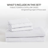 2 Piece Hotel Soft Microfiber Quilt Cover Set-2000TC Duvet/Donna Cover Set & Pillowcases -1 Quilt Cover Zipper Closure & 1 x Pillowcases-Breathable Bedding - Wrinkle, Fade, Stain Resistant(White,King Single)