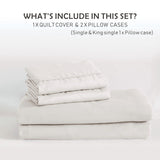 2 Piece Hotel Soft Microfiber Quilt Cover Set-2000TC Duvet/Donna Cover Set & Pillowcases -1 Quilt Cover Zipper Closure & 1 x Pillowcases-Breathable Bedding - Wrinkle, Fade, Stain Resistant(Raw white,King Single)